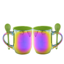 Patterned Coffee Electroplating Mug With Spoon